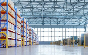 Interior of warehouse in logistic center,3d rendering